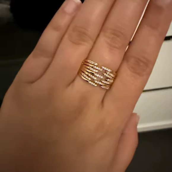 Anthropologie Spiral Gold Crystal Ring - Picture 10 of 14